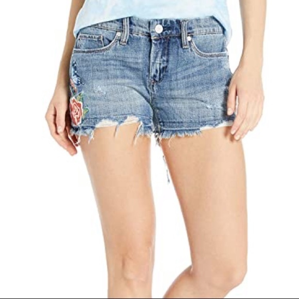 BLANKNYC Women's Embroidered Shorts Raw Hem
